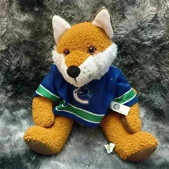 NHL Vancouver Canucks Plush White Bear and Brown Fox Stuffed Animals with Jersey - Picture 2 of 16